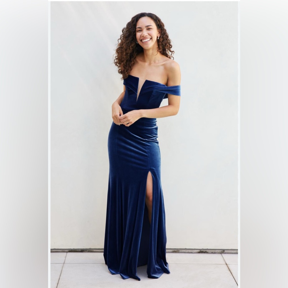 Watters designs Evelyn steel blue party bridesmaid event dress. Size 12